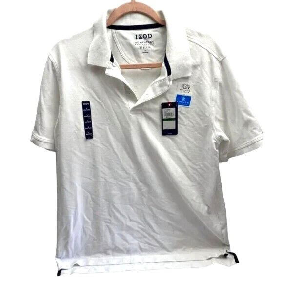 izod Polo Shirt Mens White Golf T-Shirt Collared Size Large, New - Picture 1 of 12
